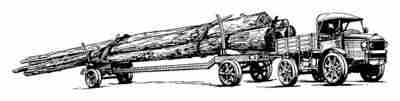 Tracteur LATIL type TAR 5 en transport de bois, sur triqueballe conjugué.